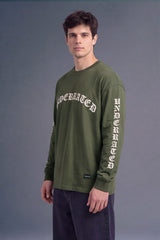 Underrated Gothic Olive Green Full Sleeves Oversized T-shirt