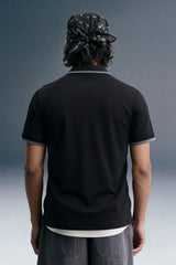 Black Zipper Placket Polo T-Shirt