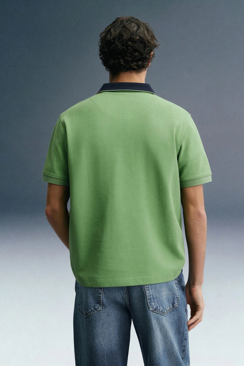 Green Contrast Collar Polo T-Shirt
