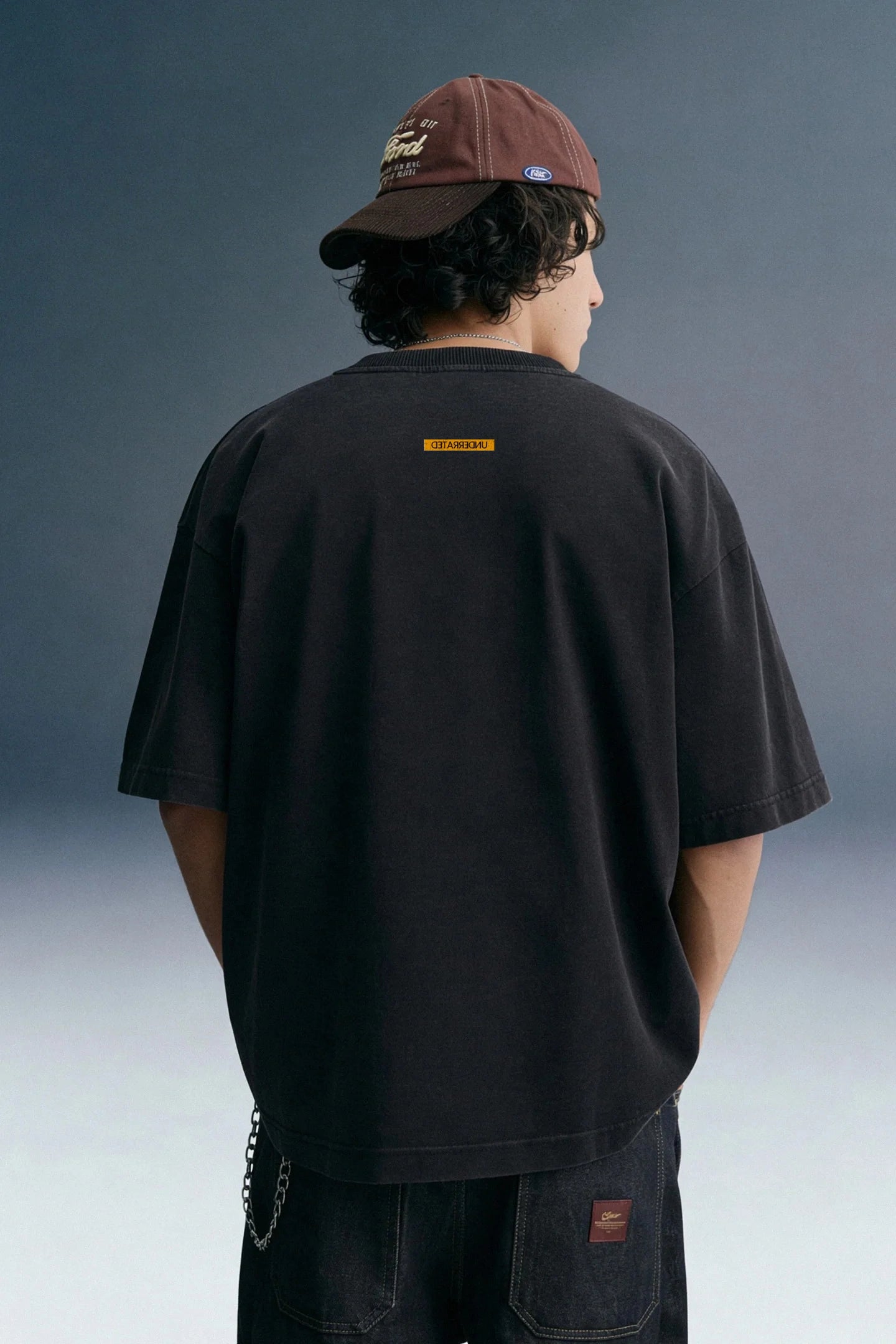 Tiger Eye Black Embroidered Oversized T-shirt Men