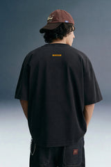 Tiger Eye Black Embroidered Oversized T-shirt Men