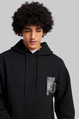 Black Leather Embossed Hoodie