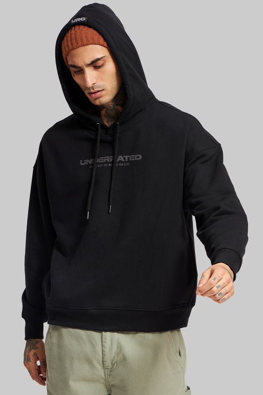 Deep Black Printed Hoodie
