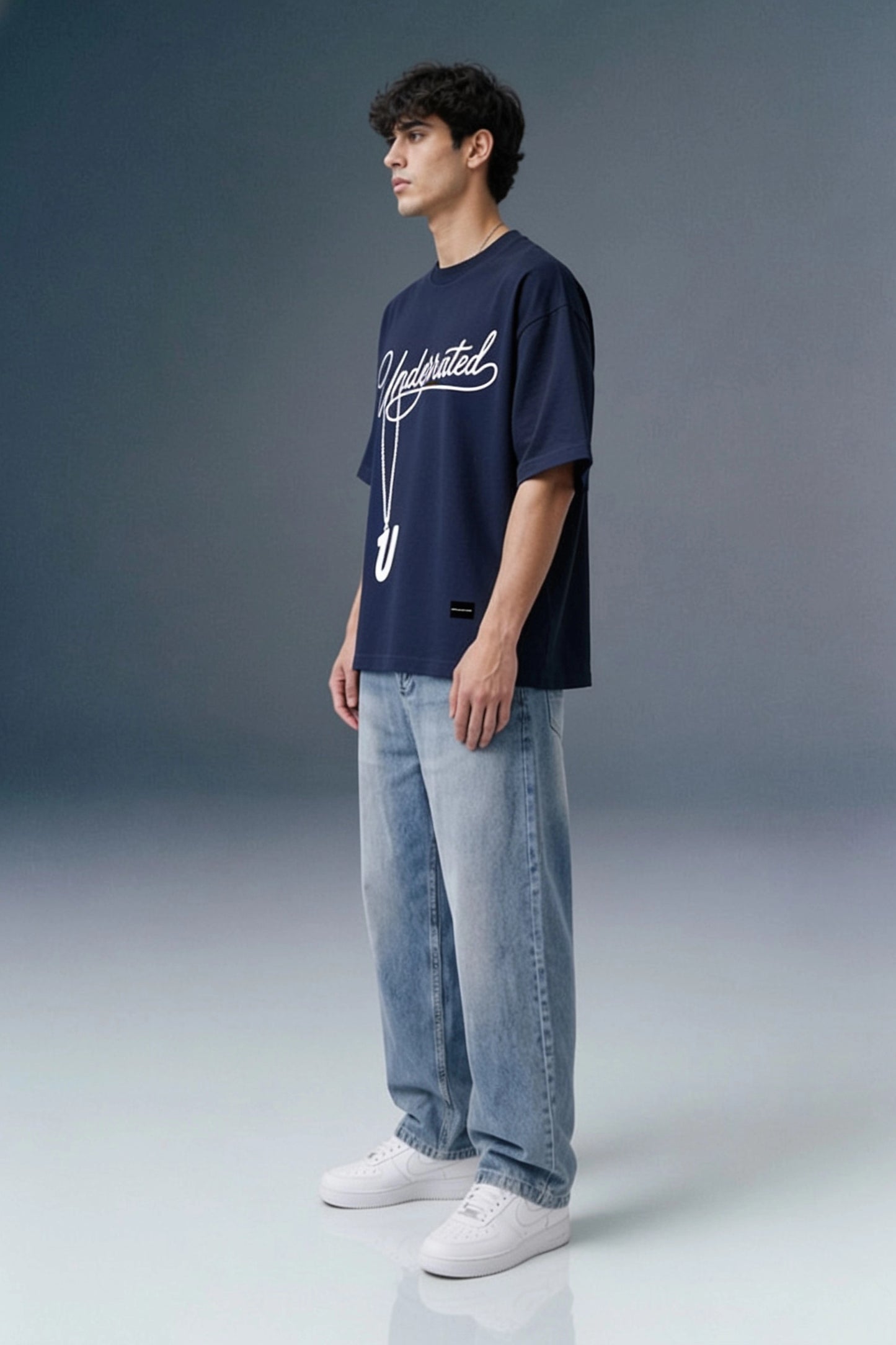 Underrated Pendant Navy Oversized T-shirt