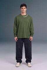 Underrated Curve Olive Green Full Sleeves Oversized T-shirt