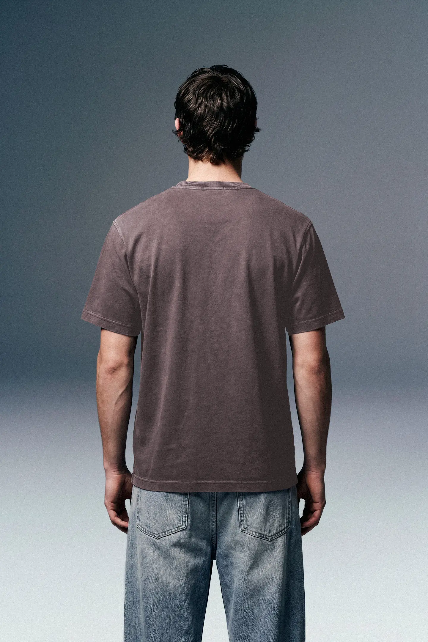 Underrated Curve Acid Wash Grey Regular Fit T-shirt