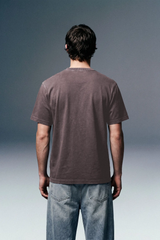 Underrated Curve Acid Wash Grey Regular Fit T-shirt