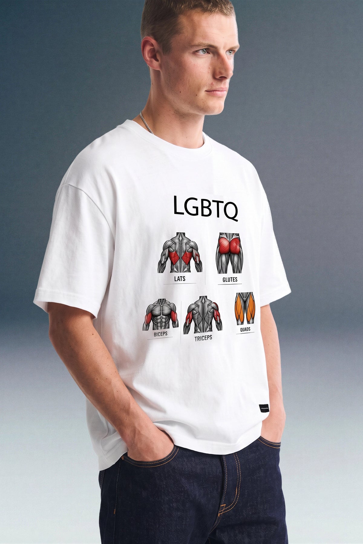 LGBTQ GYM White Oversized T-shirt