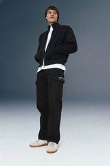 Jet Black 6-Pocket Cargo Jeans For Men - Mid Rise Relaxed Fit