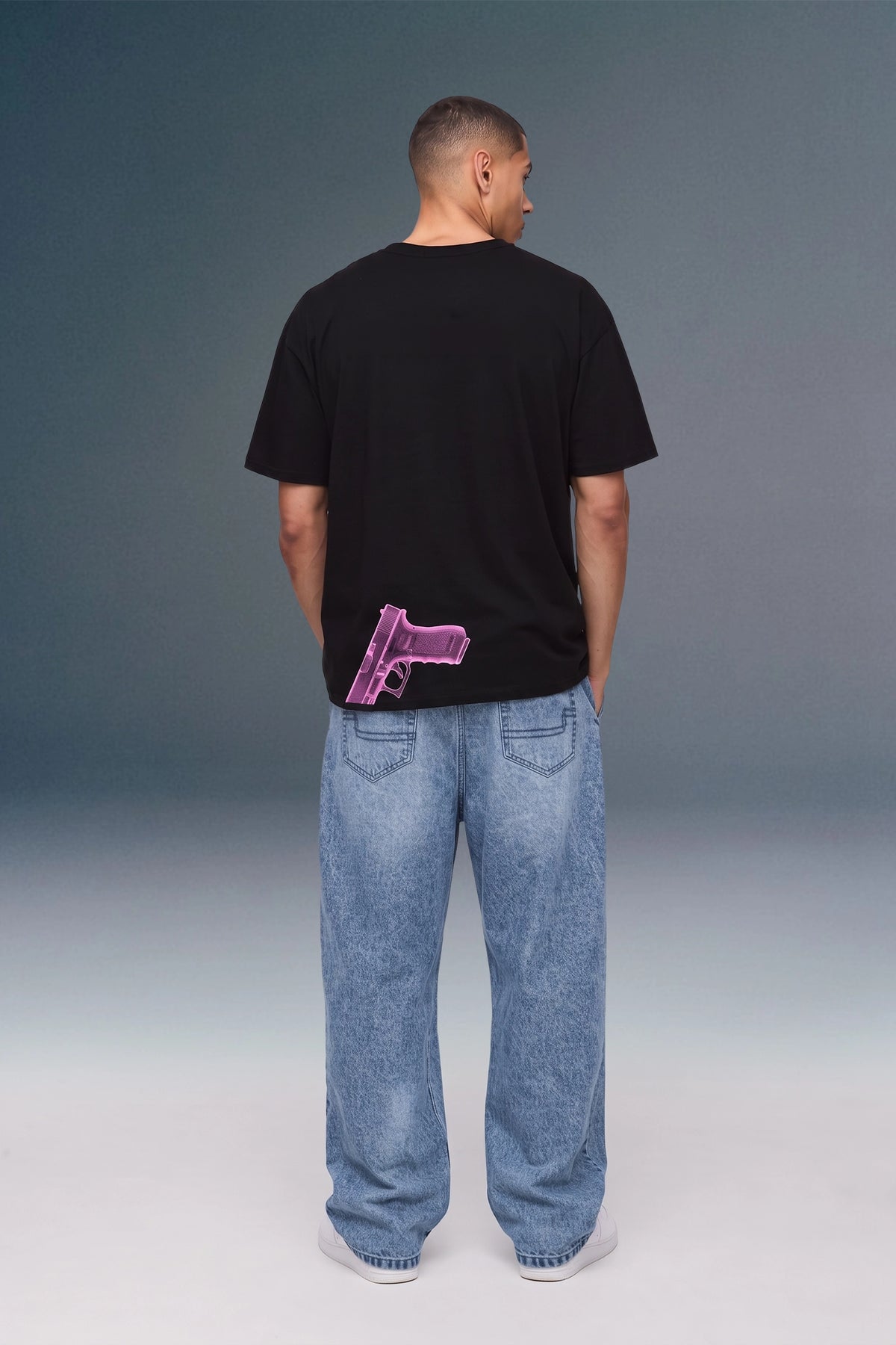 Underrated Gun Black Oversized Fit T-shirt