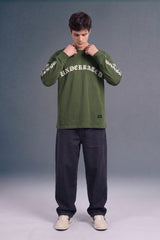 Underrated Gothic Olive Green Full Sleeves Oversized T-shirt