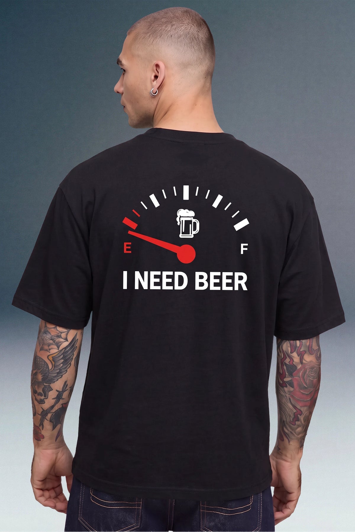 I Need Beer Black Oversized T-shirt