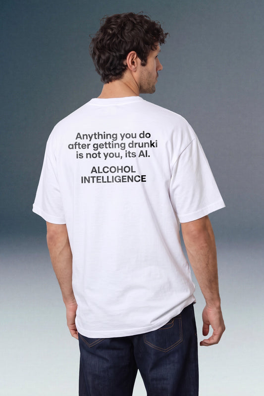 Alcohole Intelligence White oversized T-shirt
