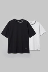 Pack of 2 Underrated Curve Black Oversized & White Regular Fit T-shirts