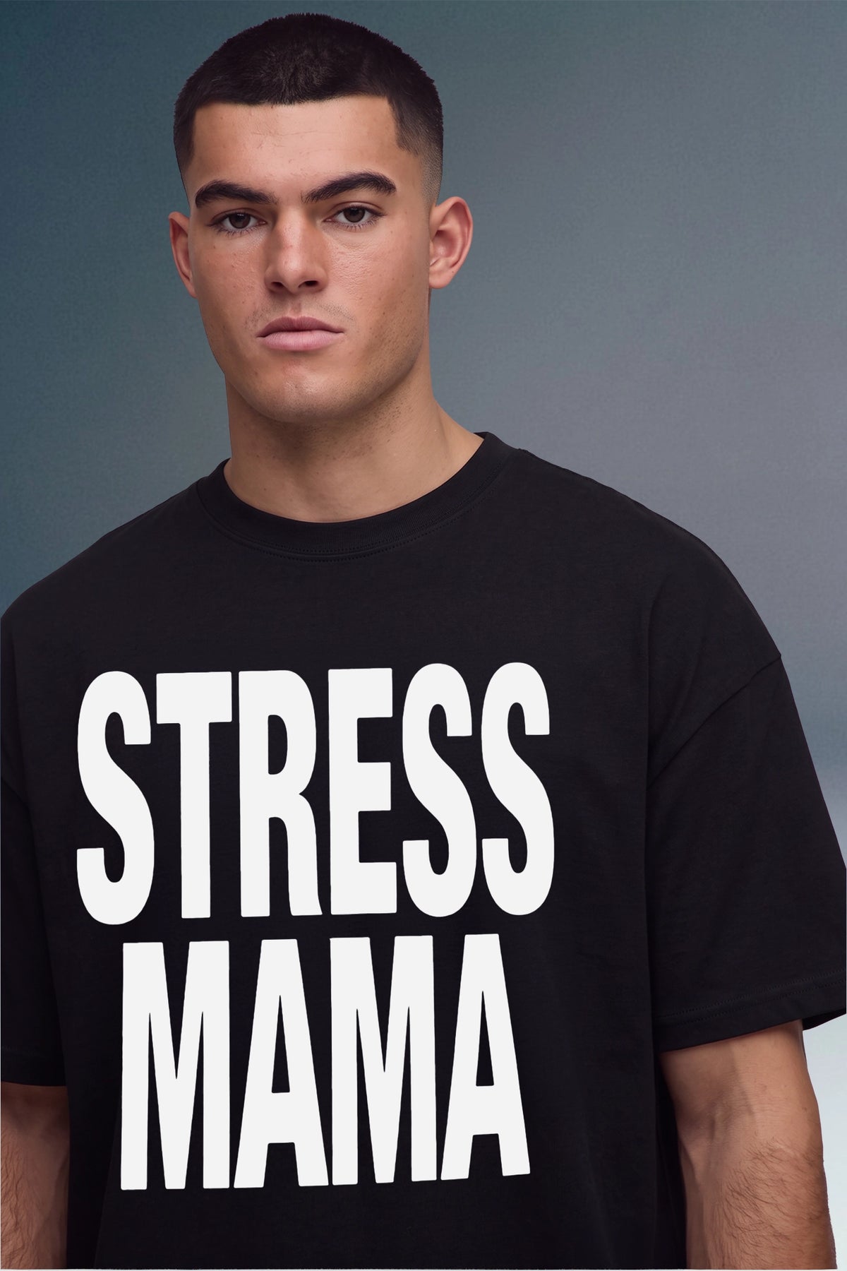 Stress Mama Black Oversized Fit T-shirt
