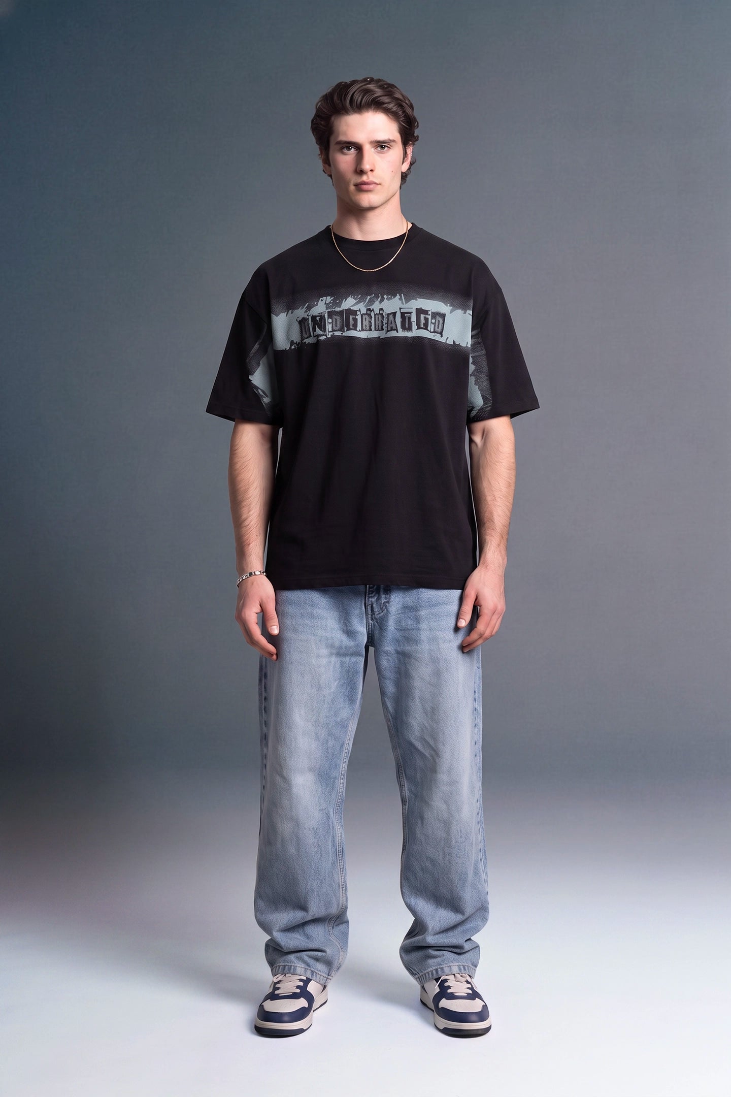 Light Blue Mid Rise Men's Relaxed Fit Distressed Jeans