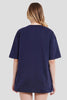 Partner N Crime Navy Blue Printed T-Shirt Women Oversized Fit
