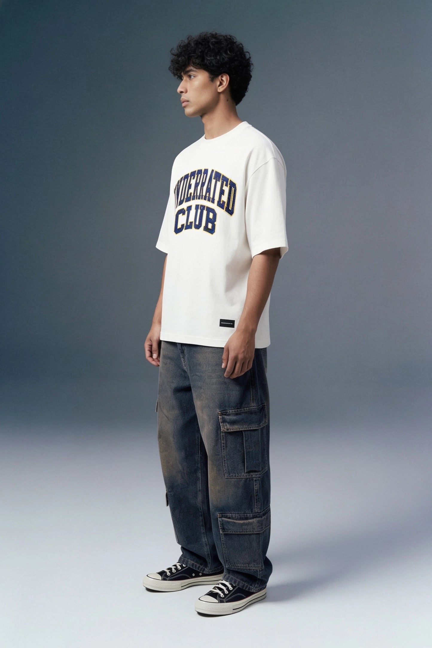 Underrated Varsity White Oversized T-shirt