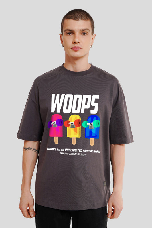 Woops Dark Grey Printed T-Shirt