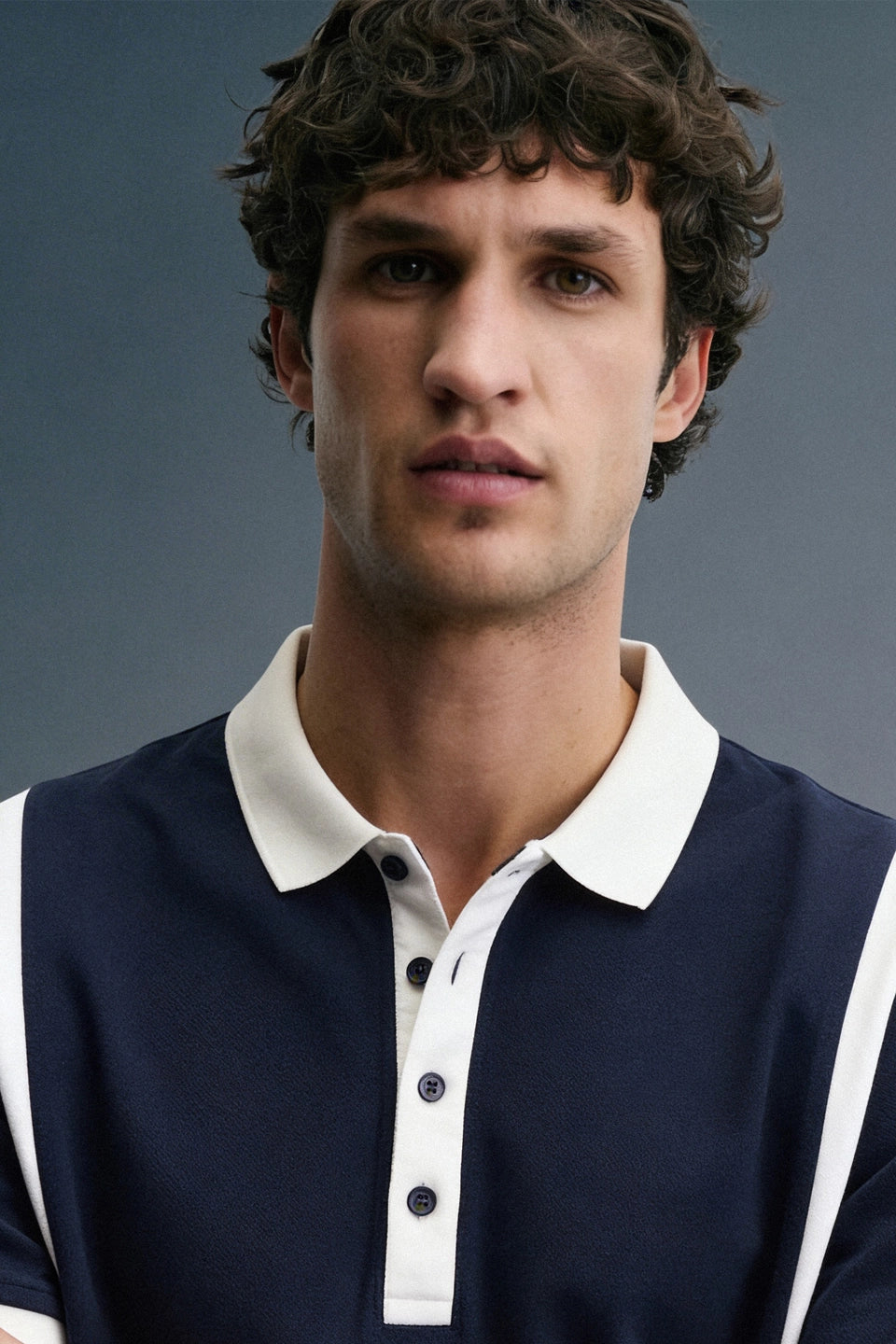 Navy Blue Colourblocked Polo T-Shirt