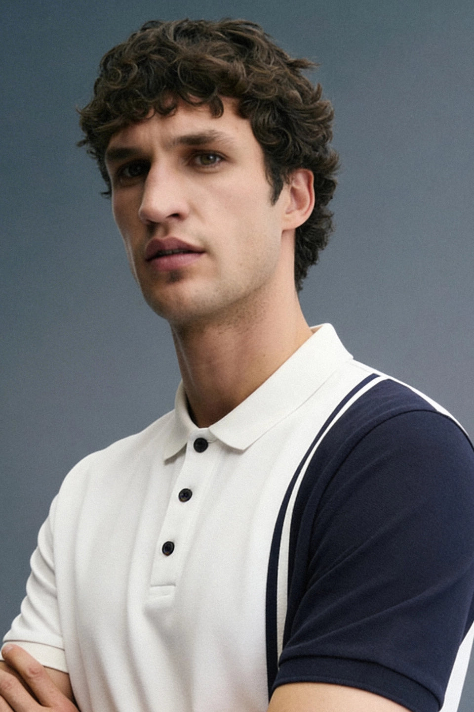 White Colourblocked Polo T-Shirt