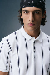 White Striped Polo T-Shirt