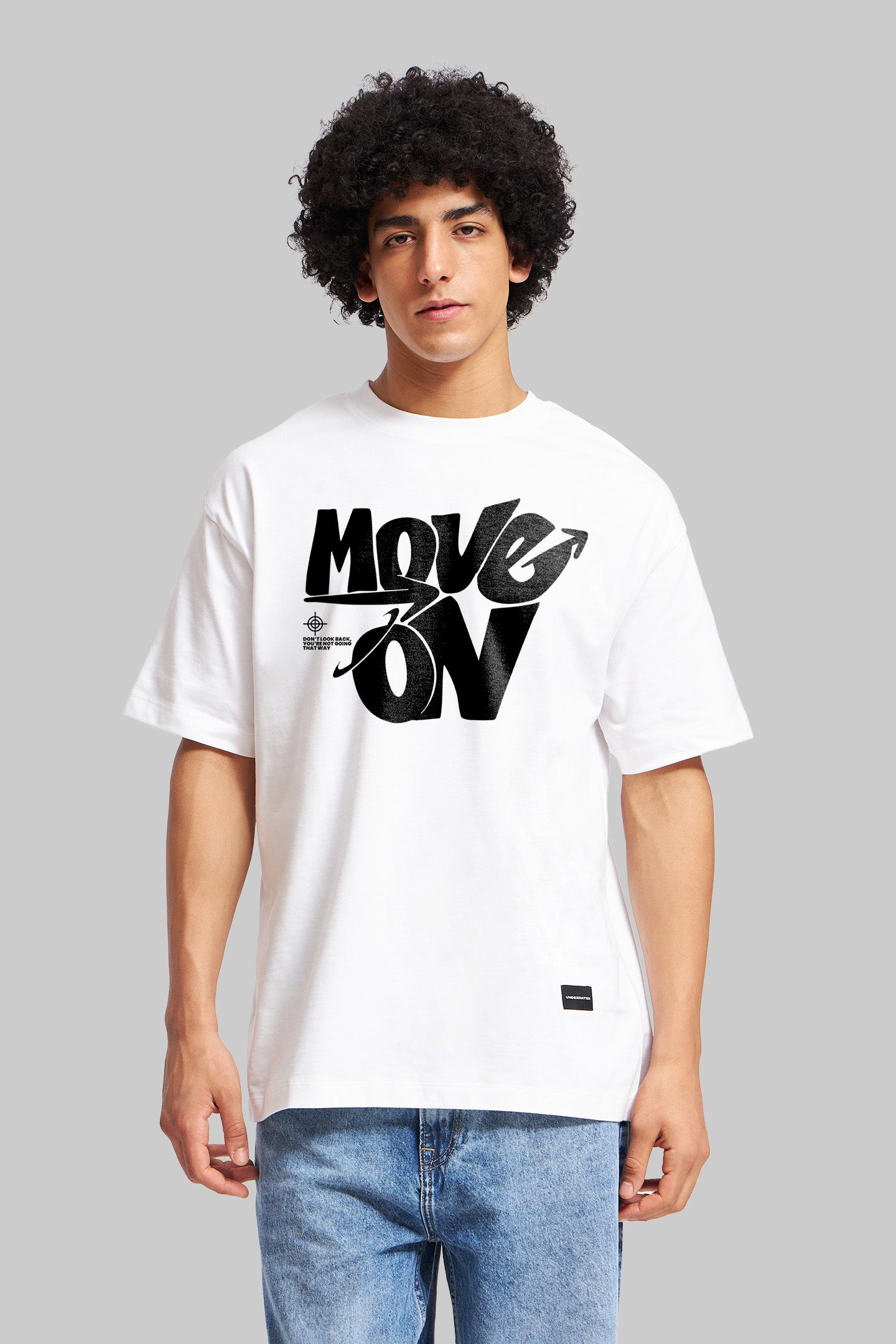 Move On White Oversized Fit T-Shirt Men Pic 1