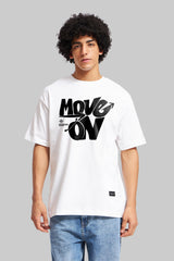 Move On White Oversized Fit T-Shirt Men Pic 1