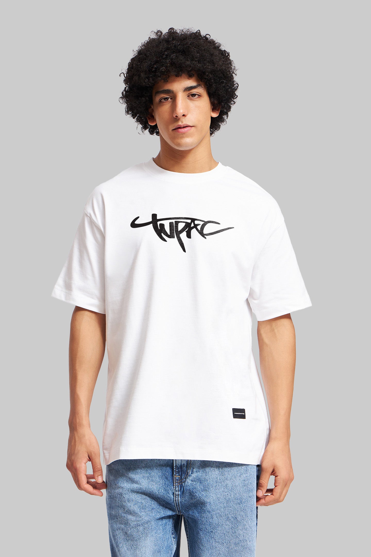 Tupac White Oversized Fit T-Shirt Men Pic 2