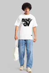 Move On White Oversized Fit T-Shirt Men Pic 4