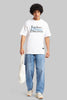 Explore Dream Discover White Oversized Fit T-Shirt Men Pic 2