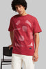 Scratched Red Oversized Fit T-Shirt Men Pic 1