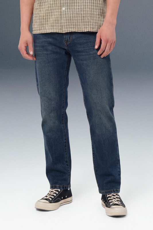 Blue Tinted Mid Rise Men's Straight Jeans
