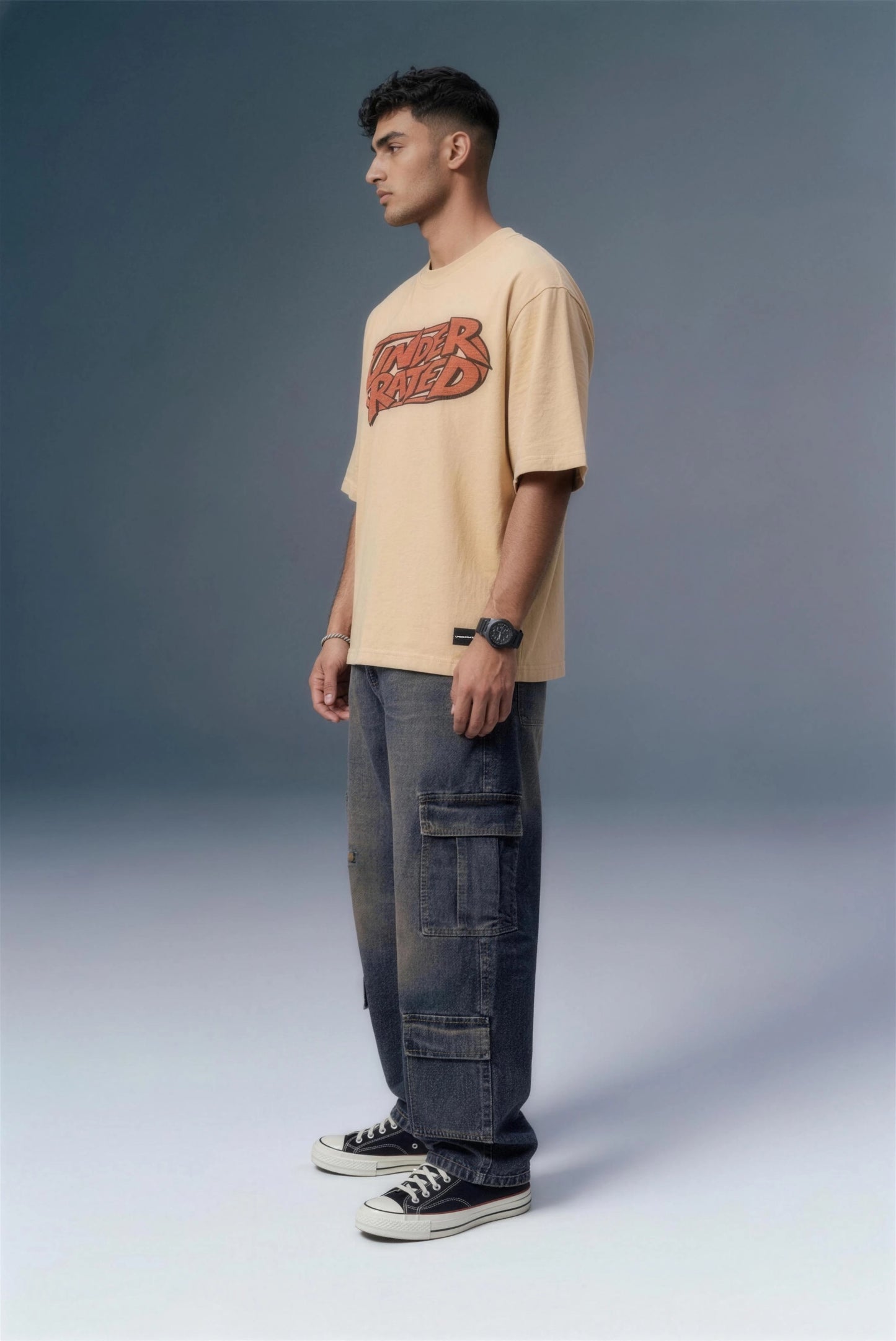Underrated Comic Beige Oversized T-shirt