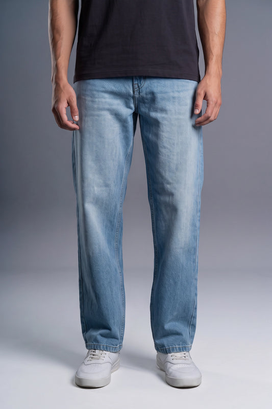 Light Blue Relaxed Fit Jeans for Men