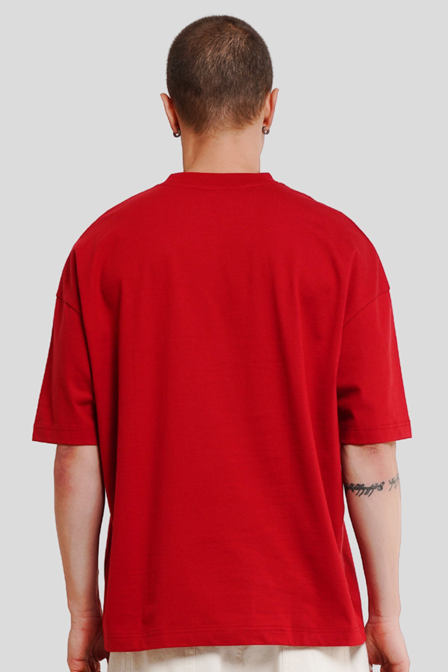 Woops Red Printed T-Shirt Men Baggy Fit