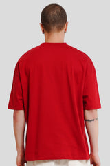 Woops Red Printed T-Shirt Men Baggy Fit