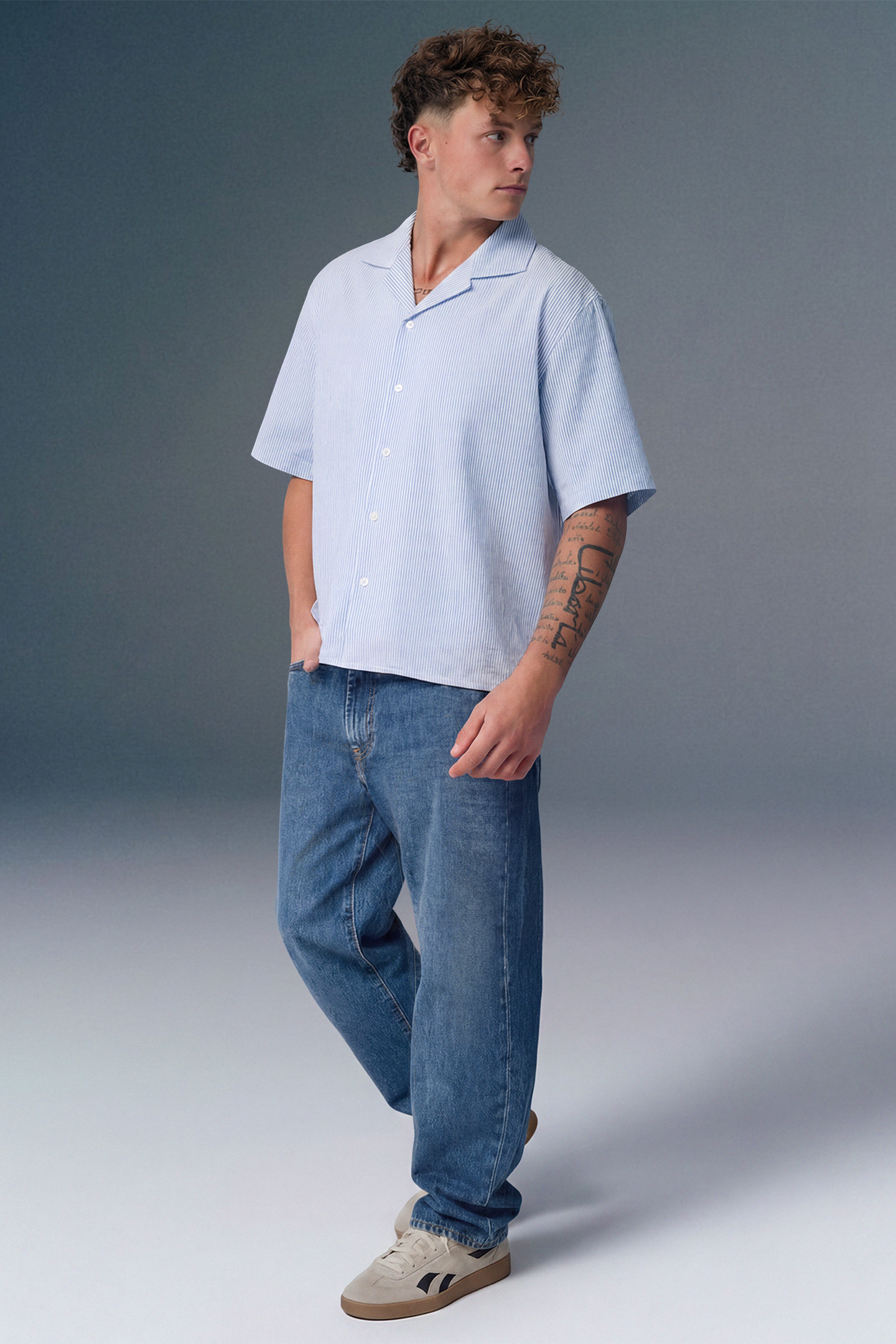 Light Blue Mid Rise Men's Straight Jeans