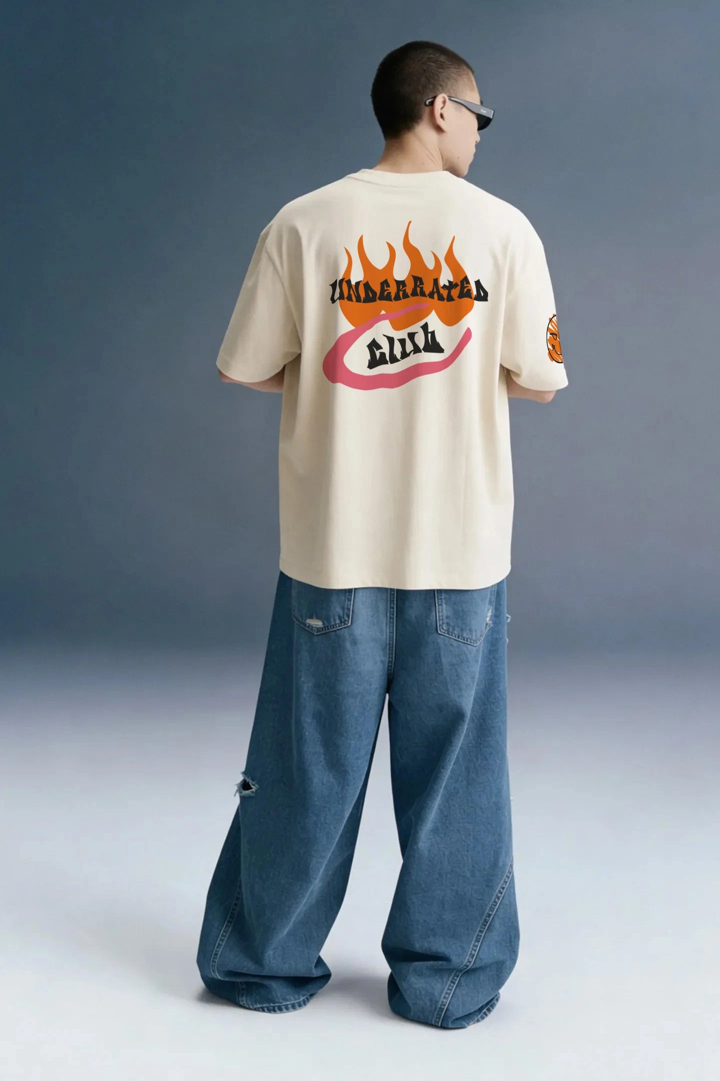 Not Antisocial Light Beige Oversized T-shirt Men