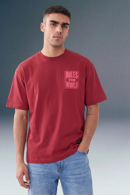 Rules The World Red Oversized T-shirt