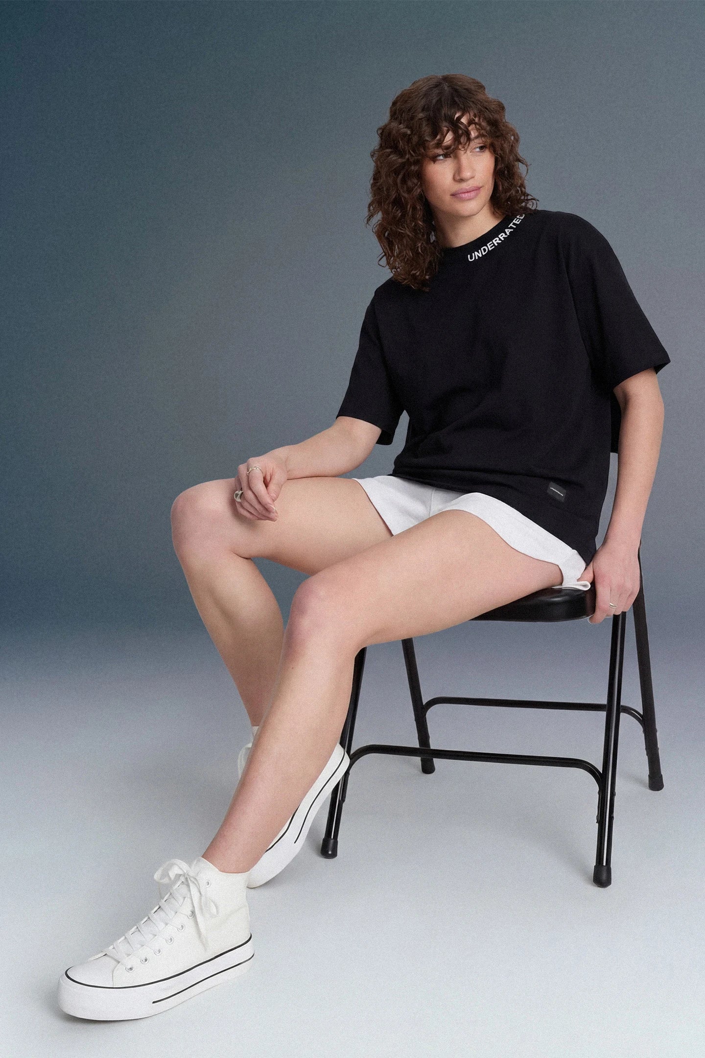 Underrated Curve Black Oversized T-shirt for Women