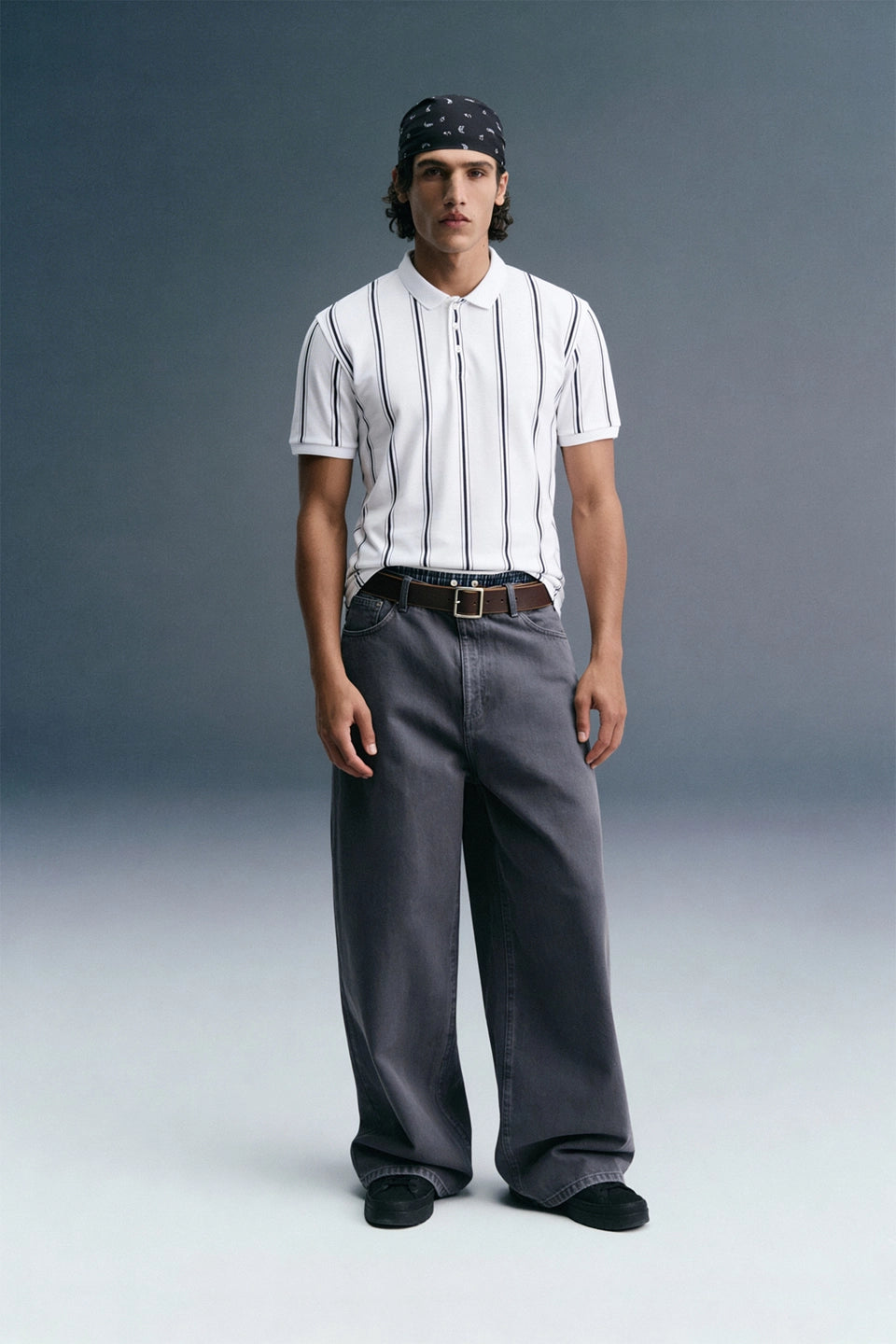 White Striped Polo T-Shirt