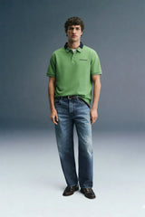 Green Contrast Collar Polo T-Shirt