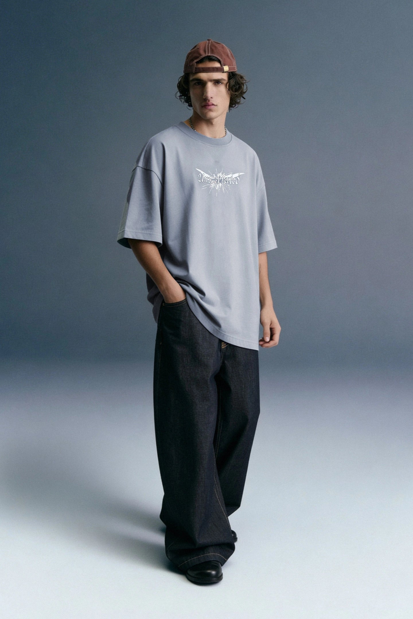 URC Splashed Blue Oversized T-shirt Men