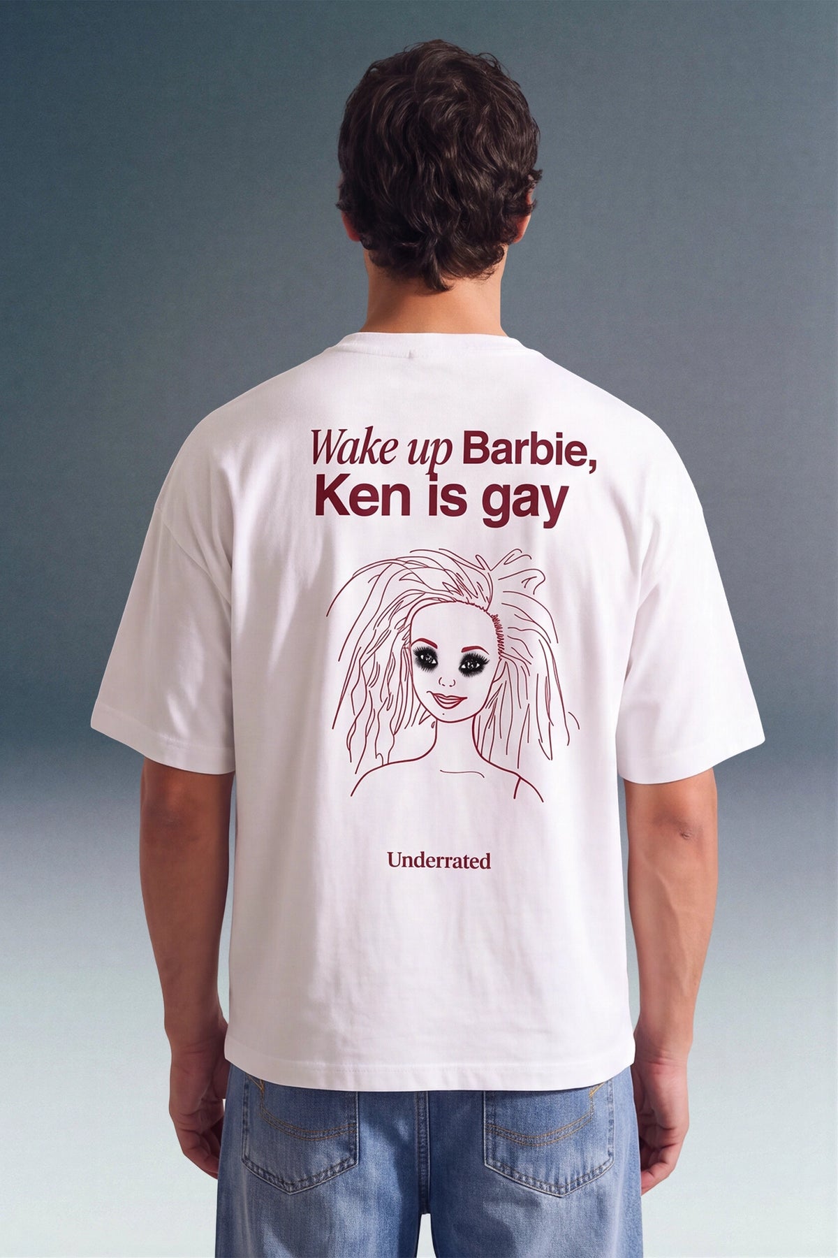 Wake-up Barbie White Oversized T-shirt