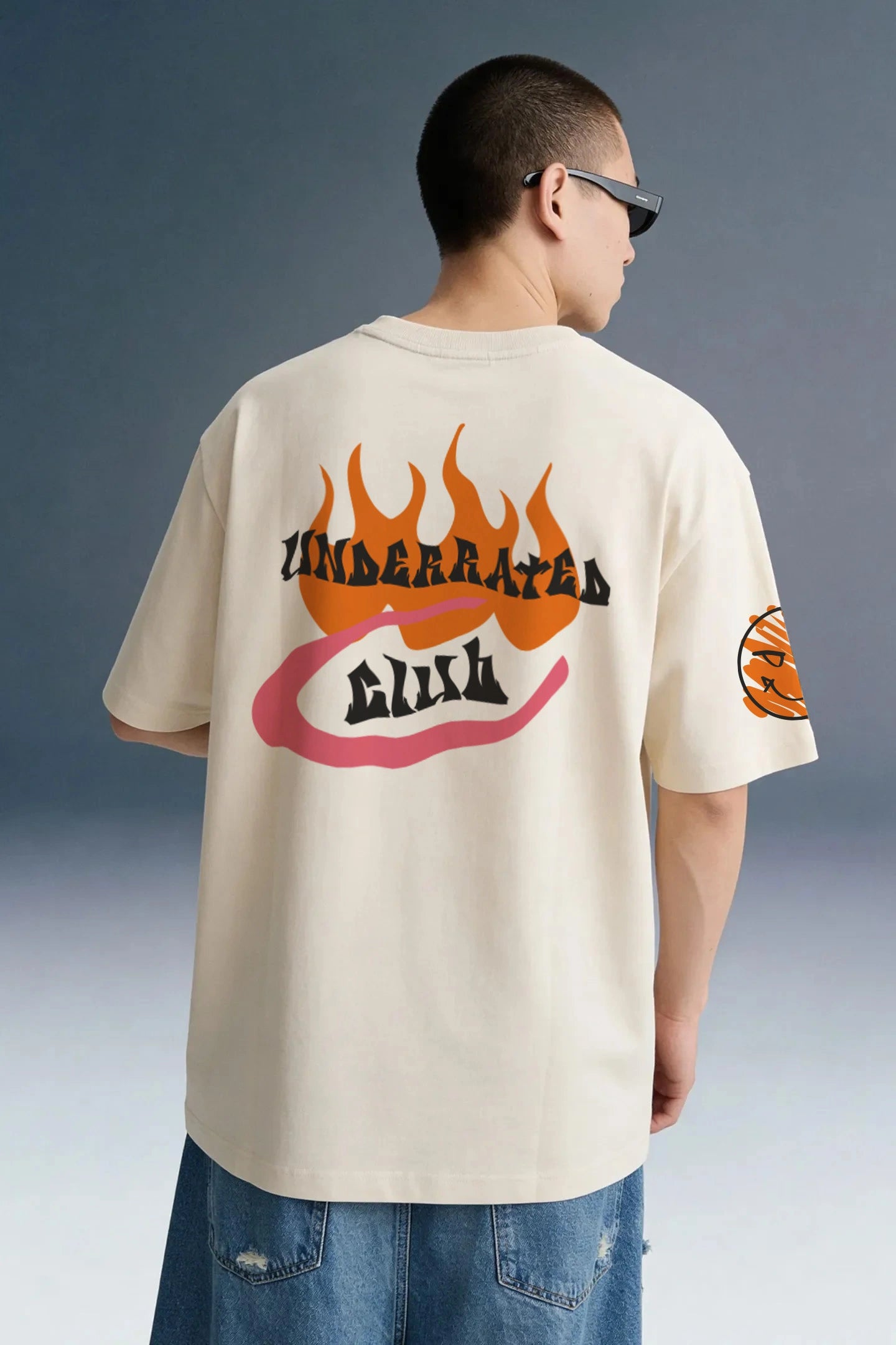 Not Antisocial Light Beige Oversized T-shirt Men