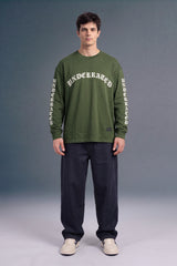Underrated Gothic Olive Green Full Sleeves Oversized T-shirt