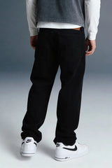 Black Mid Rise Men's Straight Jeans