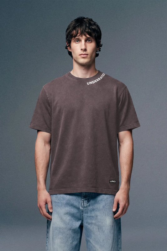 Underrated Curve Acid Wash Grey Regular Fit T-shirt