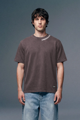 Underrated Curve Acid Wash Grey Regular Fit T-shirt